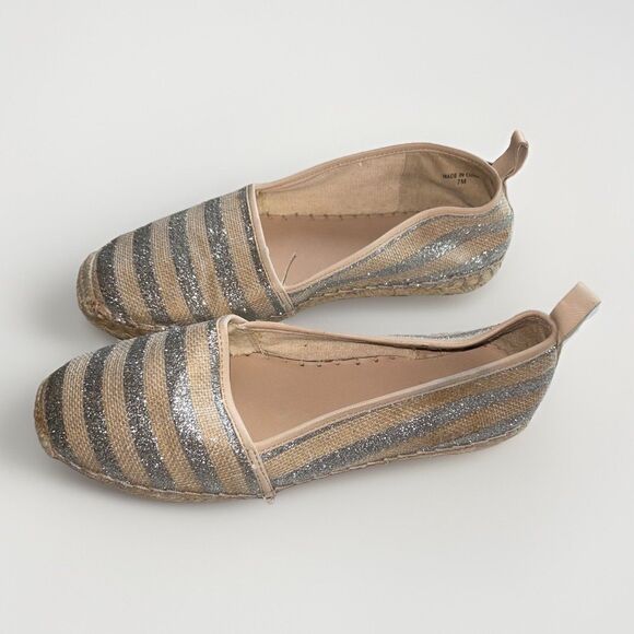 Kate Spade Lilliad Glitter‎ Espadrille Flats Size 7 Metallic Silver - Picture 2 of 8
